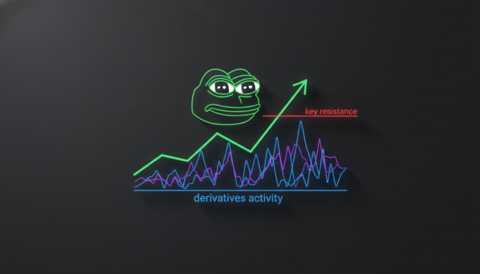 Pepe Coin Gains 4.45% Amid Key Resistance Test; Derivatives Activity Soars