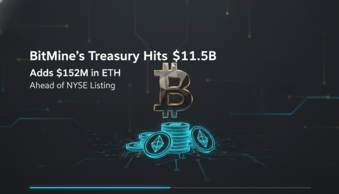 BitMine's Treasury Hits $11.5B, Adds $152M in ETH Ahead of NYSE Listing