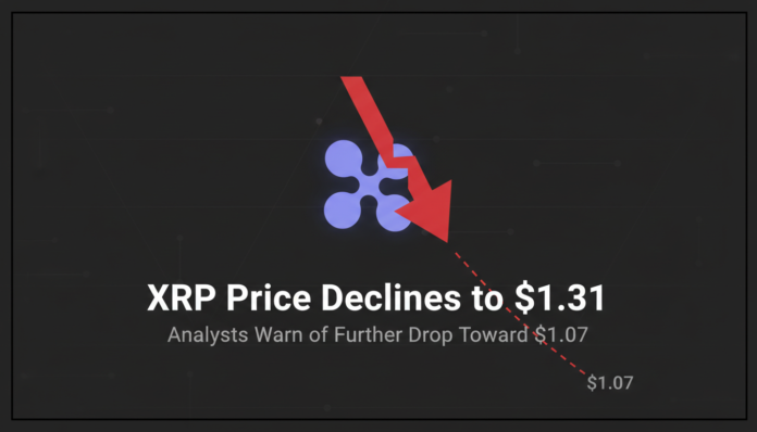 XRP Price Declines to $1.31, Analysts Warn of Further Drop Toward $1.07