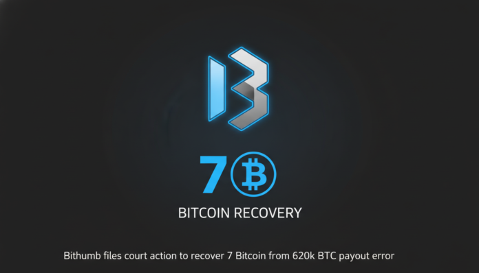 Bithumb files court action to recover 7 Bitcoin from 620k BTC payout error.