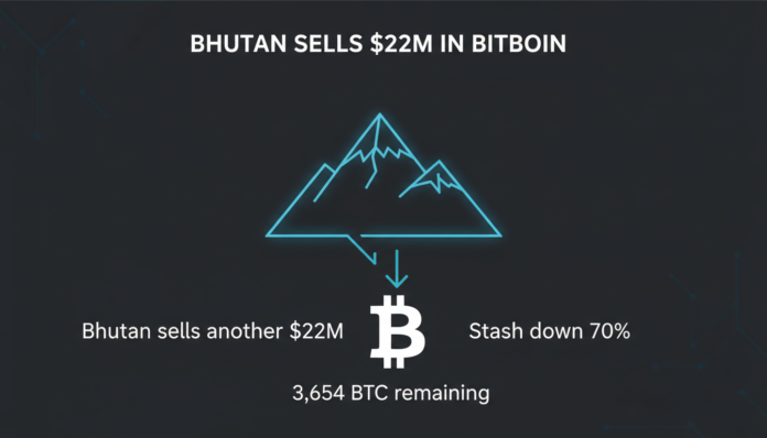 Bhutan sells another $22M in Bitcoin, its stash now down 70% to 3,654 BTC
