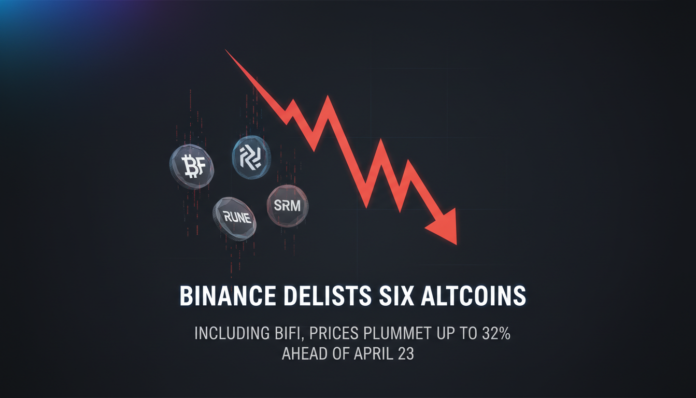 Binance Delists Six Altcoins Including BIFI, Prices Plummet Up to 32% Ahead of April 23