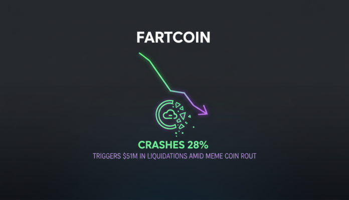 Fartcoin Crashes 28%, Triggers $51M in Liquidations Amid Meme Coin Rout
