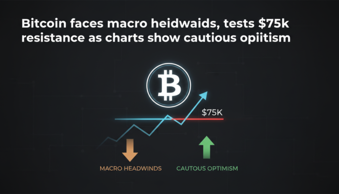 Bitcoin faces macro headwinds, tests $75k resistance as charts show cautious optimism