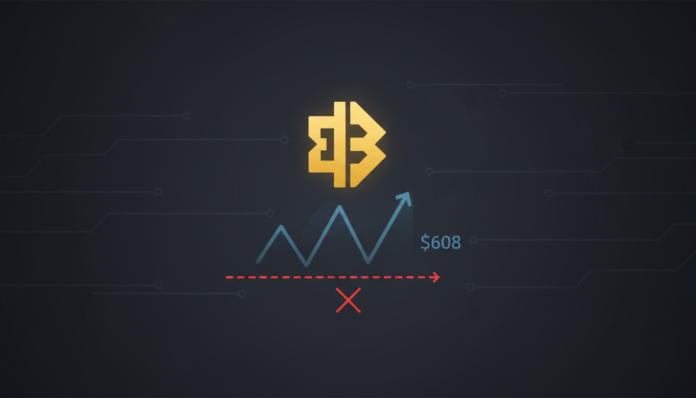 BNB Holds Near $608 Amid Weak Momentum; Breakout Needed to Shift Bearish Trend