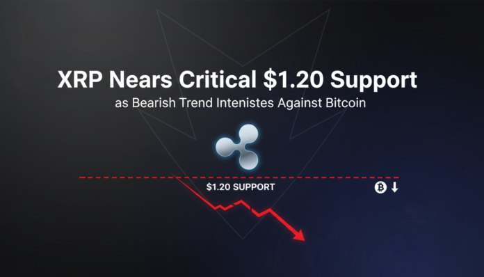 XRP Nears Critical $1.20 Support as Bearish Trend Intensifies Against Bitcoin