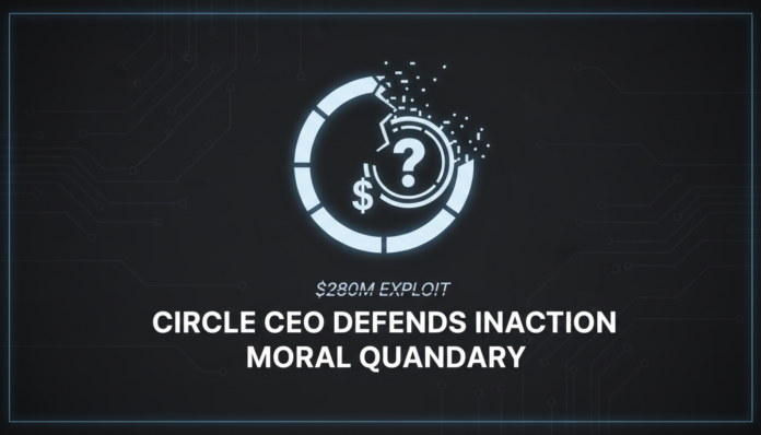 Circle CEO Defends Inaction in $280M Exploit Citing Moral Quandary