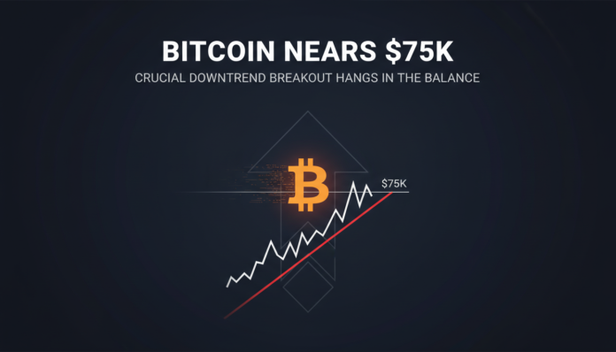 Bitcoin Nears $75K as Crucial Downtrend Breakout Hangs in the Balance