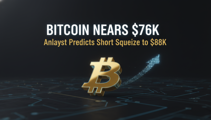 Bitcoin Nears $76K as Analyst Predicts Short Squeeze to $88K