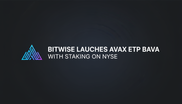 Bitwise Launches AVAX ETP BAVA With Staking on NYSE