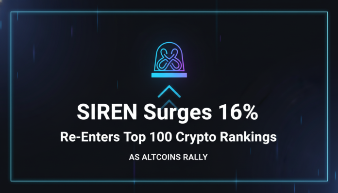 SIREN Surges 16%, Re-Enters Top 100 Crypto Rankings as Altcoins Rally