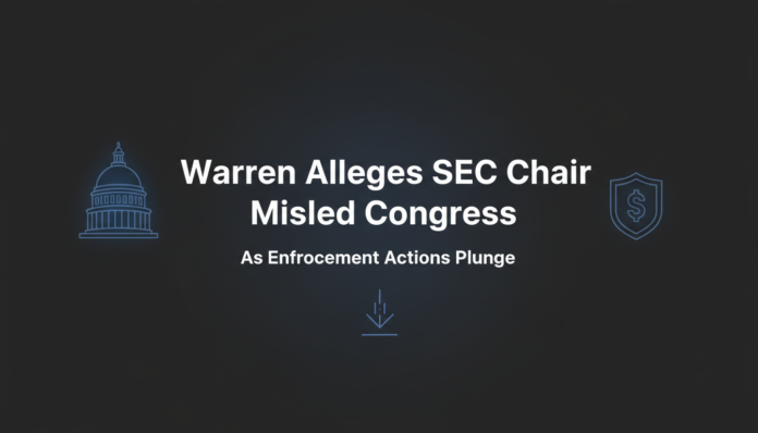 Warren Alleges SEC Chair Misled Congress as Enforcement Actions Plunge