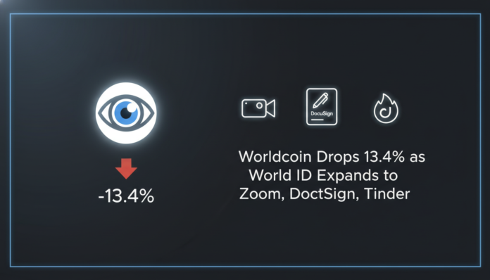 Worldcoin Drops 13.4% as World ID Expands to Zoom, DocuSign, Tinder