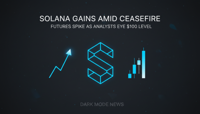 Solana Gains Amid Ceasefire, Futures Spike as Analysts Eye $100 Level