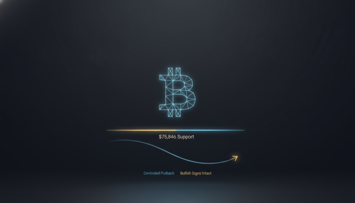 Bitcoin Tests Key $75,846 Support Amid Controlled Pullback, Bullish Signs Intact