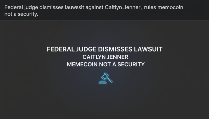 Federal judge dismisses lawsuit against Caitlyn Jenner, rules memecoin not a security.
