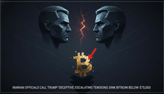 Iranian officials call Trump 'deceptive'; escalating tensions sink Bitcoin below $75,000