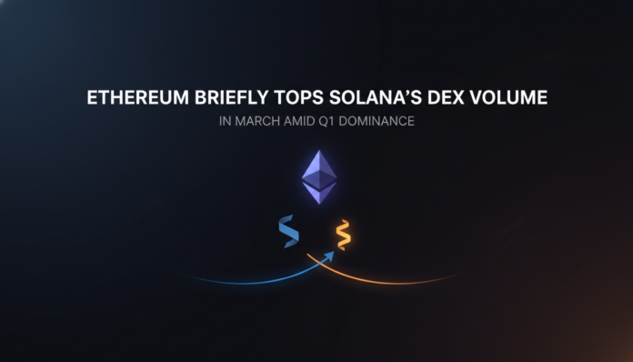 Ethereum Briefly Tops Solana’s DEX Volume in March Amid Q1 Dominance