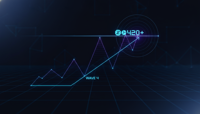 Zcash Eyes $420+ as Technical Wave 4 Fibonacci Pattern Points Higher