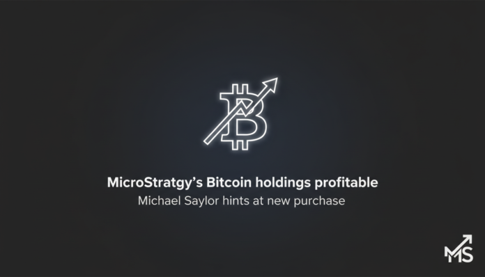 MicroStrategy's Bitcoin holdings profitable as Michael Saylor hints at new purchase.