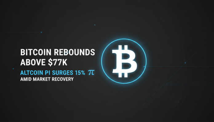 Bitcoin Rebounds Above $77K, Altcoin PI Surges 15% Amid Market Recovery