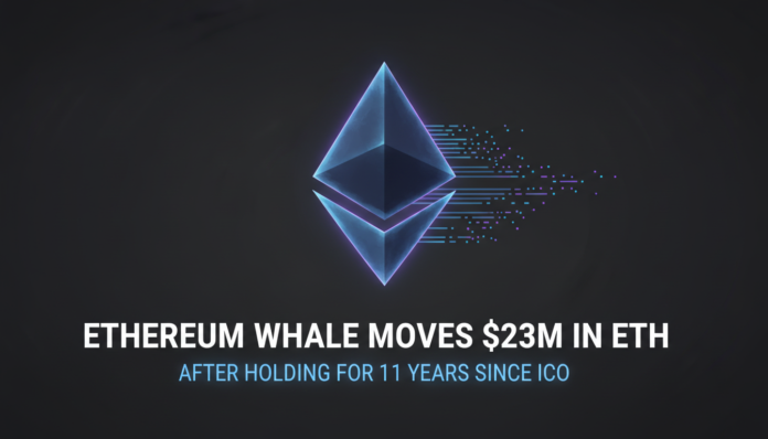 Ethereum Whale Moves $23M in ETH After Holding for 11 Years Since ICO
