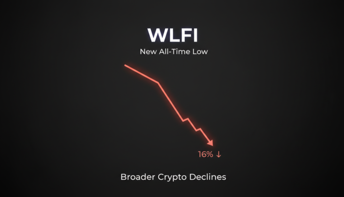 WLFI Plummets 16% to New All-Time Low Amid Broader Crypto Declines