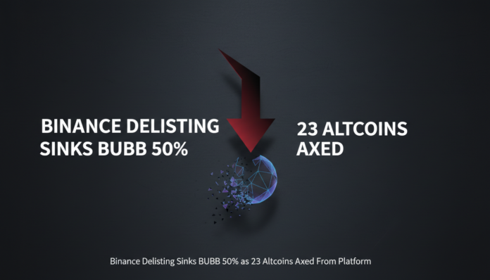 Binance Delisting Sinks BUBB 50% as 23 Altcoins Axed From Platform