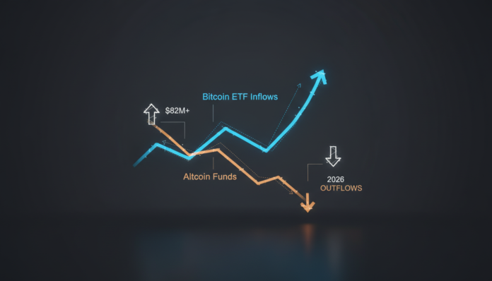 Bitcoin ETF Inflows Soar as Altcoin Funds See $82M+ 2026 Outflows
