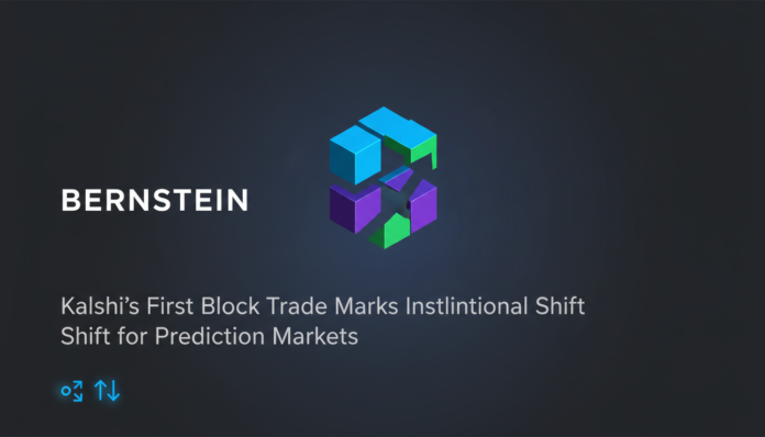 Bernstein: Kalshi's First Block Trade Marks Institutional Shift for Prediction Markets