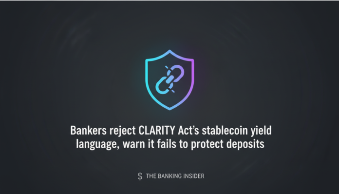 Bankers reject CLARITY Act’s stablecoin yield language, warn it fails to protect deposits