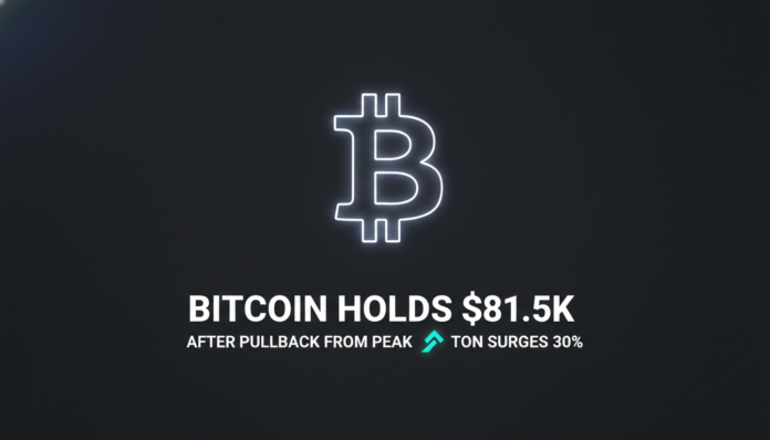 Bitcoin Holds $81.5K After Pullback From Peak; TON Surges 30%