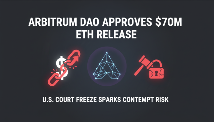 Arbitrum DAO Approves $70M ETH Release, U.S. Court Freeze Sparks Contempt Risk
