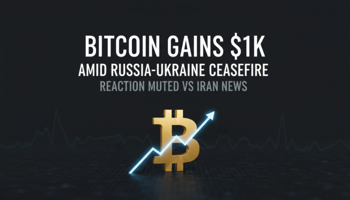 Bitcoin Gains $1K Amid Russia-Ukraine Ceasefire, Reaction Muted vs Iran News