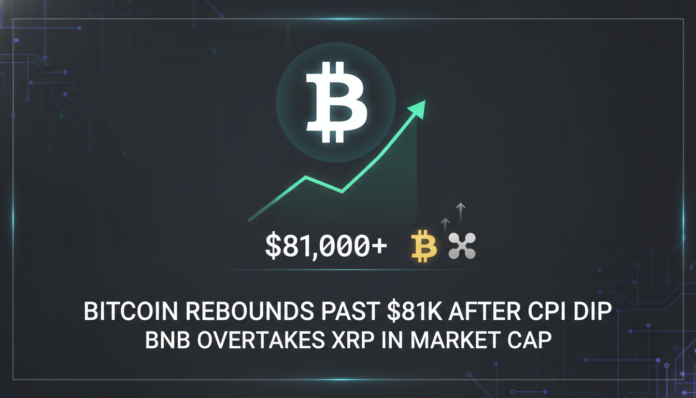 Bitcoin Rebounds Past $81K After CPI Dip, BNB Overtakes XRP in Market Cap