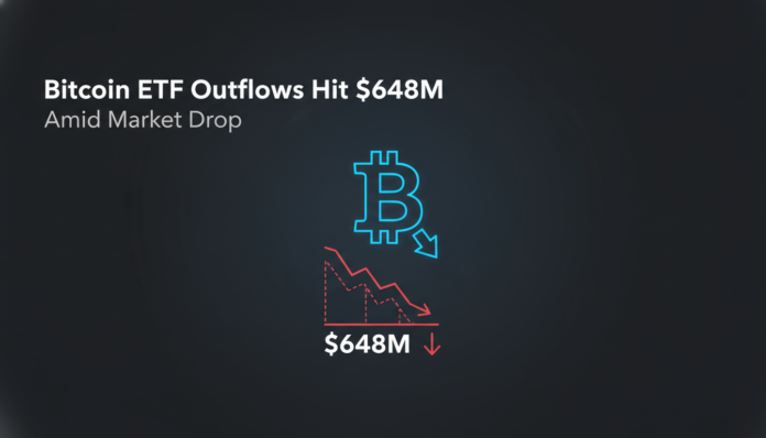 Bitcoin ETF Outflows Hit $648M Amid Market Drop