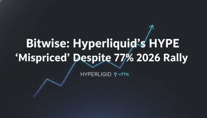 Bitwise: Hyperliquid’s HYPE ‘Mispriced’ Despite 77% 2026 Rally