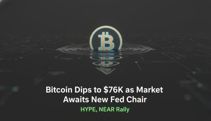 Bitcoin Dips to $76K as Market Awaits New Fed Chair; HYPE, NEAR Rally