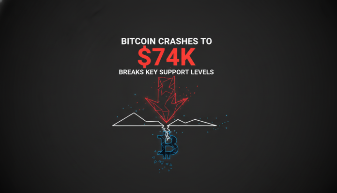 Bitcoin Crashes to $74K, Breaks Key Support Levels