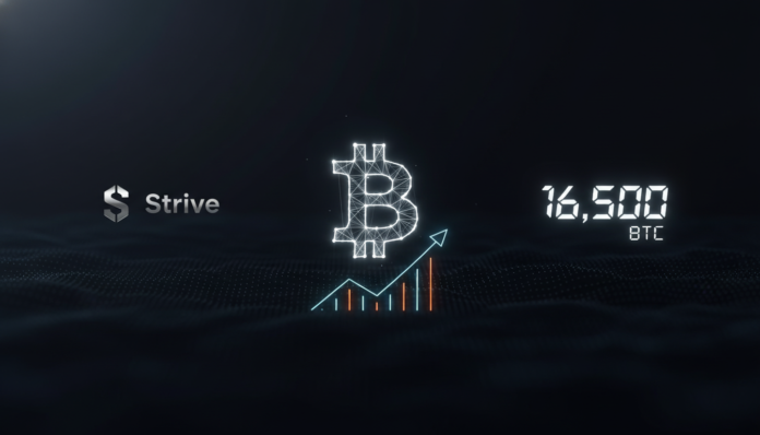 Strive Expands Bitcoin Holdings with $85M Purchase, Now Holds 16,500 BTC