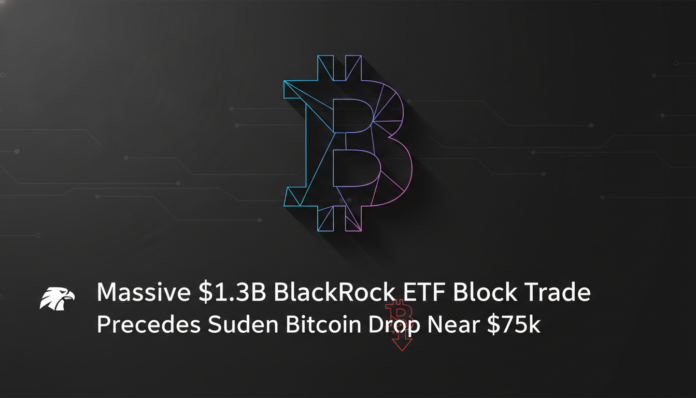 Massive $1.3B BlackRock ETF Block Trade Precedes Sudden Bitcoin Drop Near $75k