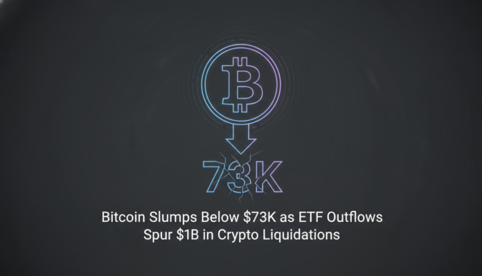 Bitcoin Slumps Below $73K as ETF Outflows Spur $1B in Crypto Liquidations
