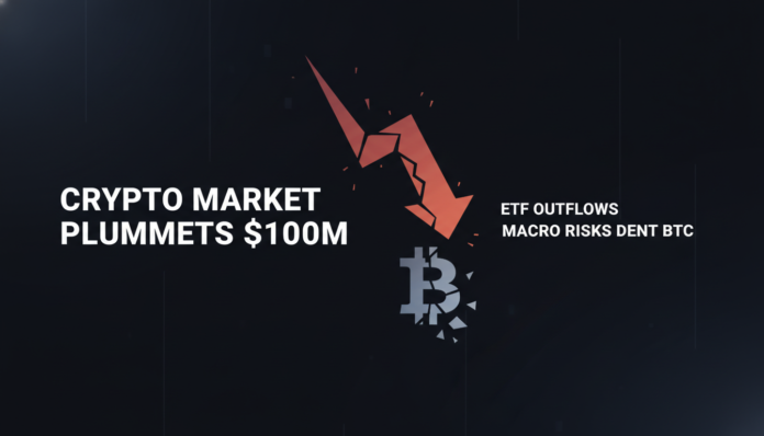 Crypto Market Plummets $100M as ETF Outflows and Macro Risks Dent Bitcoin