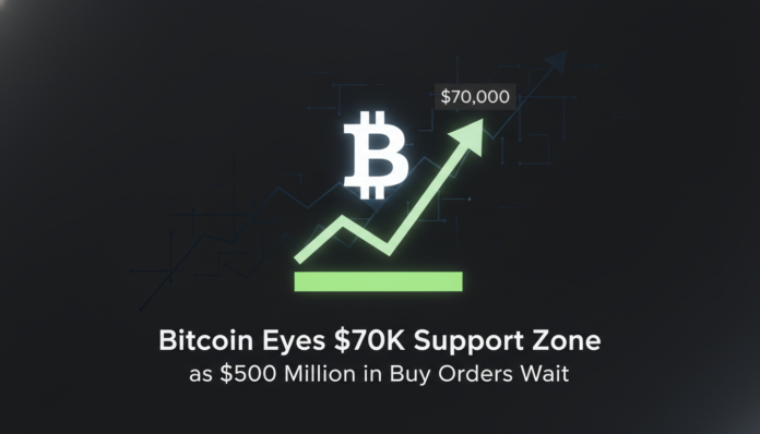 Bitcoin Eyes $70K Support Zone as $500 Million in Buy Orders Wait