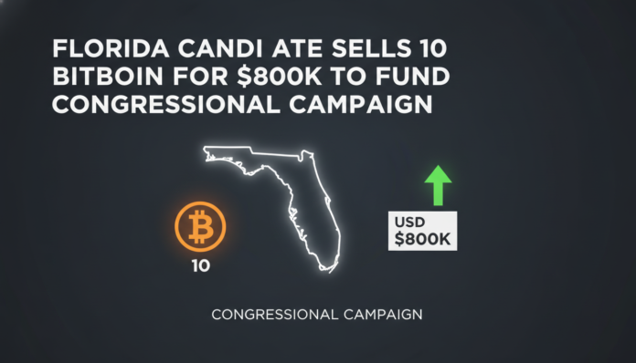 Florida candidate sells 10 Bitcoin for $800k to fund congressional campaign