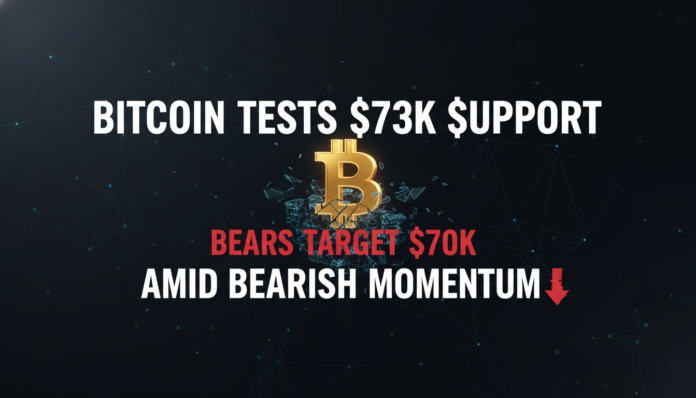 Bitcoin Tests $73K Support as Bears Target $70K Amid Bearish Momentum