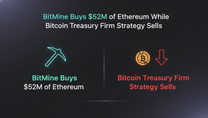 BitMine Buys $52M of Ethereum While Bitcoin Treasury Firm Strategy Sells