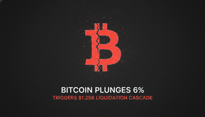 Bitcoin Plunges 6%, Triggers $1.25B Liquidation Cascade