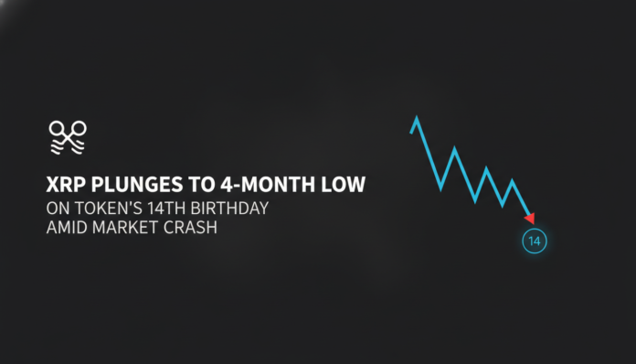 XRP Plunges to 4-Month Low on Token's 14th Birthday Amid Market Crash