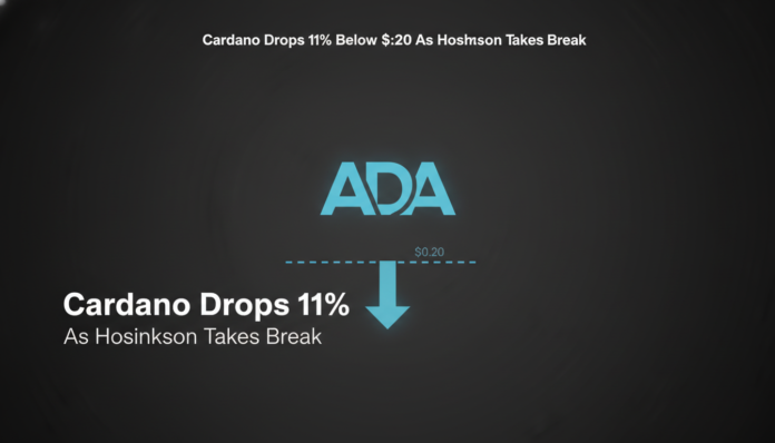 Cardano Drops 11% Below $0.20 As Hoskinson Takes Break